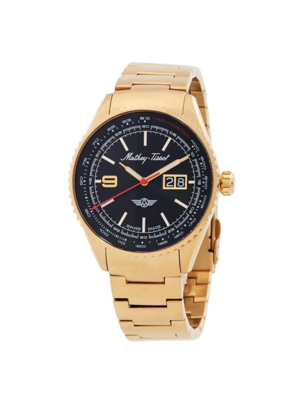 NWT Mathey-Tissot Atlas Quartz Black Dial Men's Watch